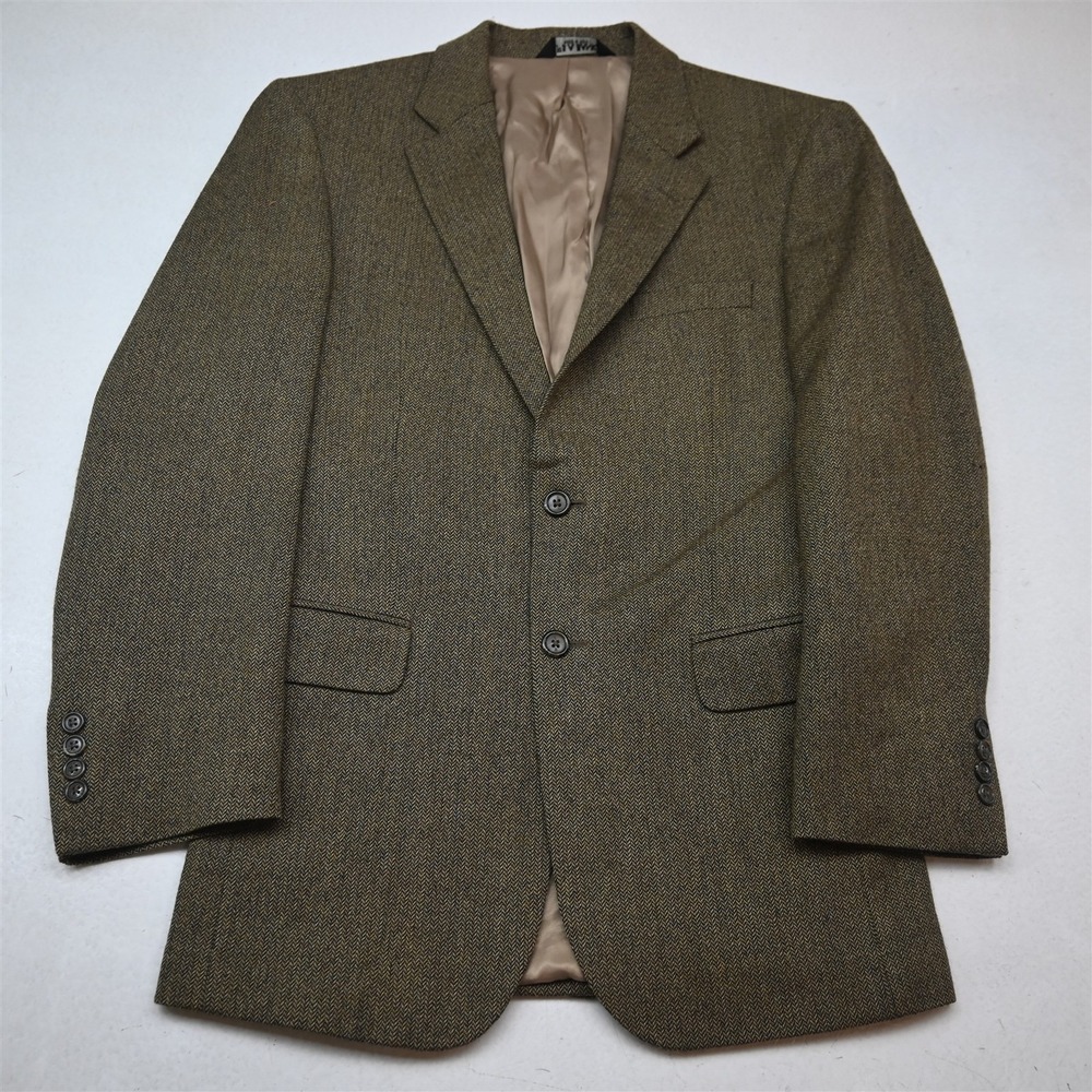 Jos A Bank 38R Brown Herringbone 100% Wool Tweed Mens Blazer Jacket Sport Coat